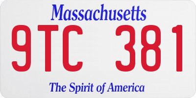 MA license plate 9TC381