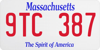 MA license plate 9TC387