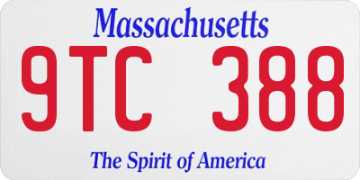 MA license plate 9TC388