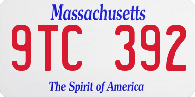MA license plate 9TC392