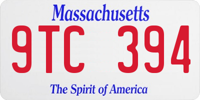 MA license plate 9TC394