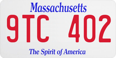MA license plate 9TC402