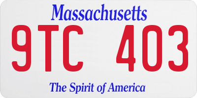 MA license plate 9TC403