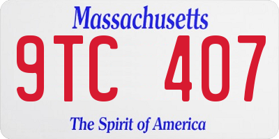 MA license plate 9TC407
