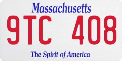 MA license plate 9TC408