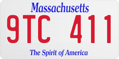MA license plate 9TC411