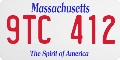 MA license plate 9TC412