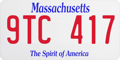 MA license plate 9TC417