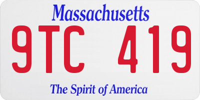 MA license plate 9TC419