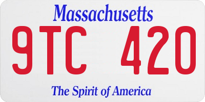 MA license plate 9TC420