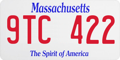 MA license plate 9TC422