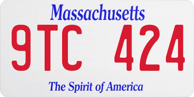 MA license plate 9TC424