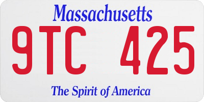 MA license plate 9TC425