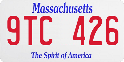 MA license plate 9TC426