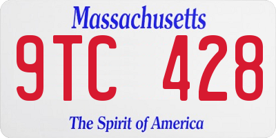 MA license plate 9TC428