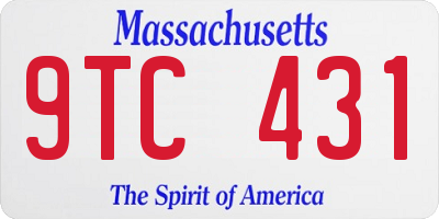 MA license plate 9TC431