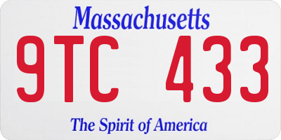 MA license plate 9TC433