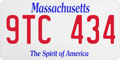 MA license plate 9TC434