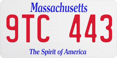 MA license plate 9TC443
