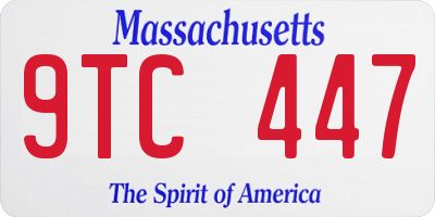 MA license plate 9TC447