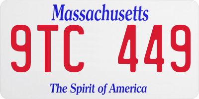 MA license plate 9TC449