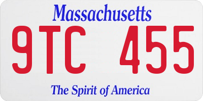 MA license plate 9TC455