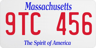 MA license plate 9TC456