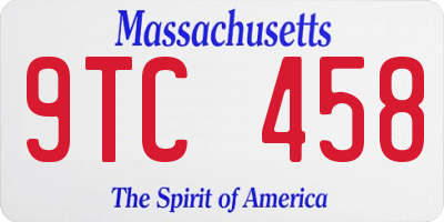 MA license plate 9TC458