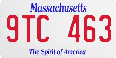 MA license plate 9TC463