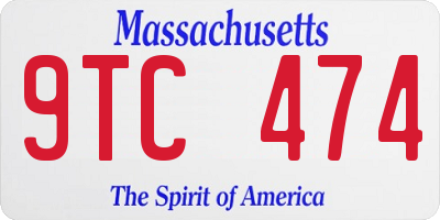 MA license plate 9TC474