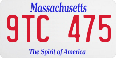 MA license plate 9TC475
