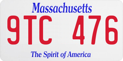 MA license plate 9TC476