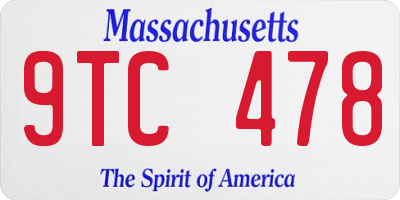 MA license plate 9TC478