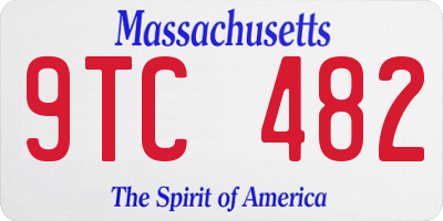MA license plate 9TC482