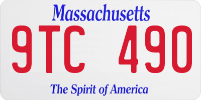 MA license plate 9TC490