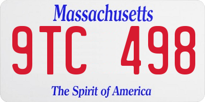 MA license plate 9TC498