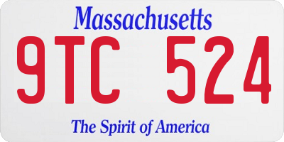 MA license plate 9TC524