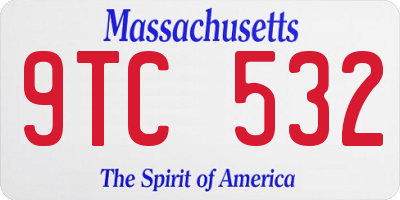 MA license plate 9TC532