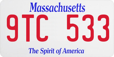 MA license plate 9TC533