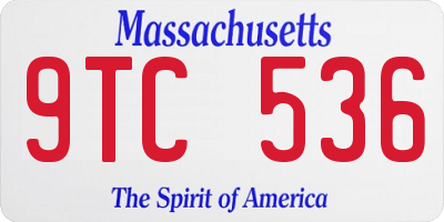 MA license plate 9TC536
