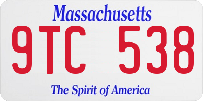 MA license plate 9TC538