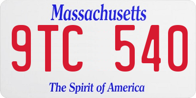 MA license plate 9TC540