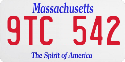 MA license plate 9TC542
