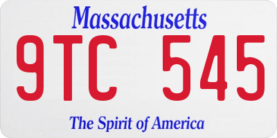 MA license plate 9TC545