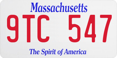 MA license plate 9TC547