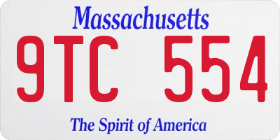 MA license plate 9TC554