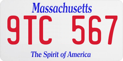 MA license plate 9TC567