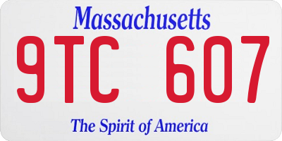 MA license plate 9TC607