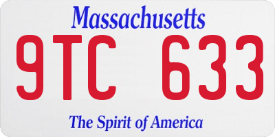 MA license plate 9TC633