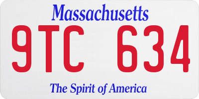 MA license plate 9TC634